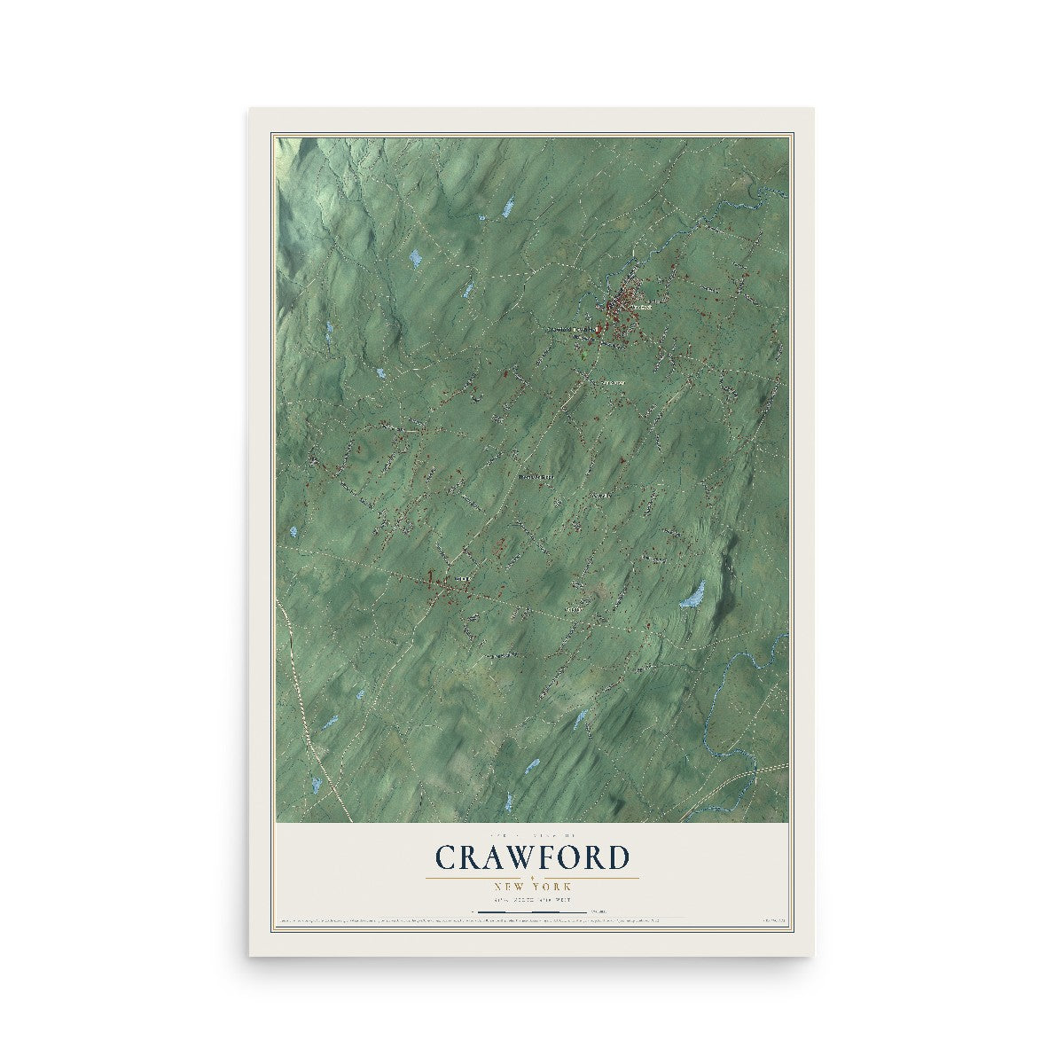Crawford, New York map print, 12" x 18" Archival Matte Print mockup