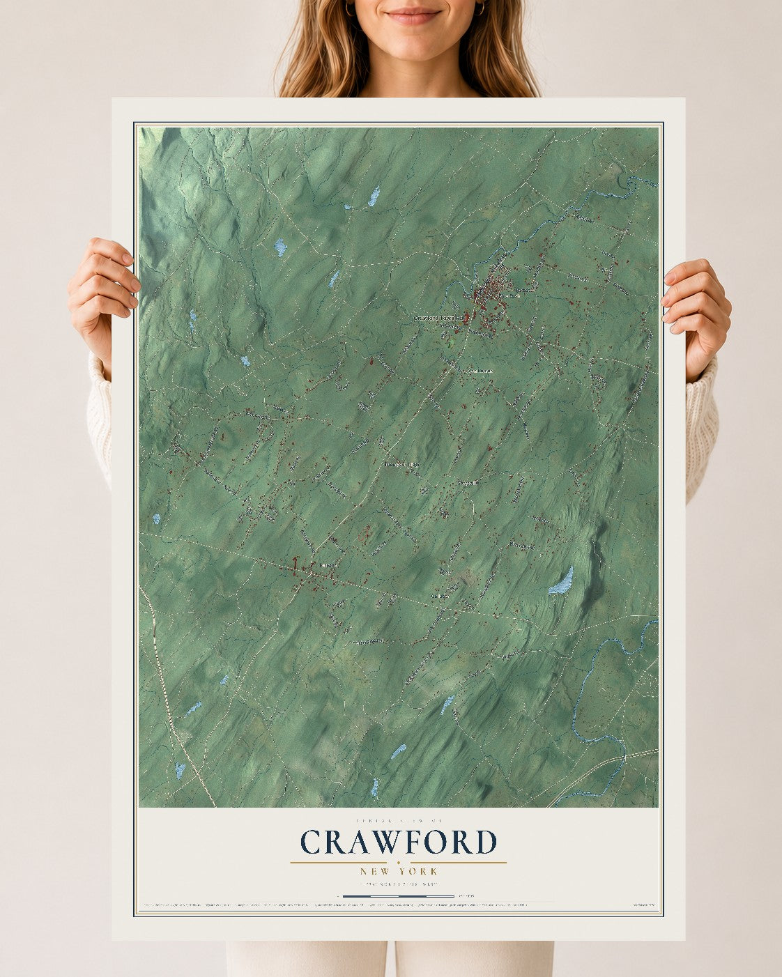Crawford, New York map print, 24" x 36" Archival Matte Print mockup