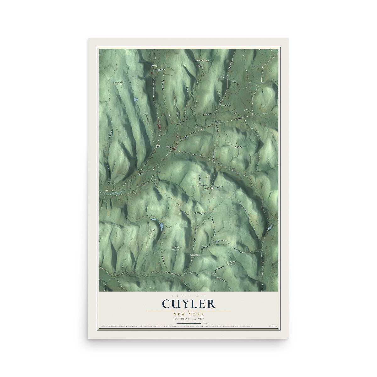 Cuyler, New York map print, 12" x 18" Archival Matte Print mockup