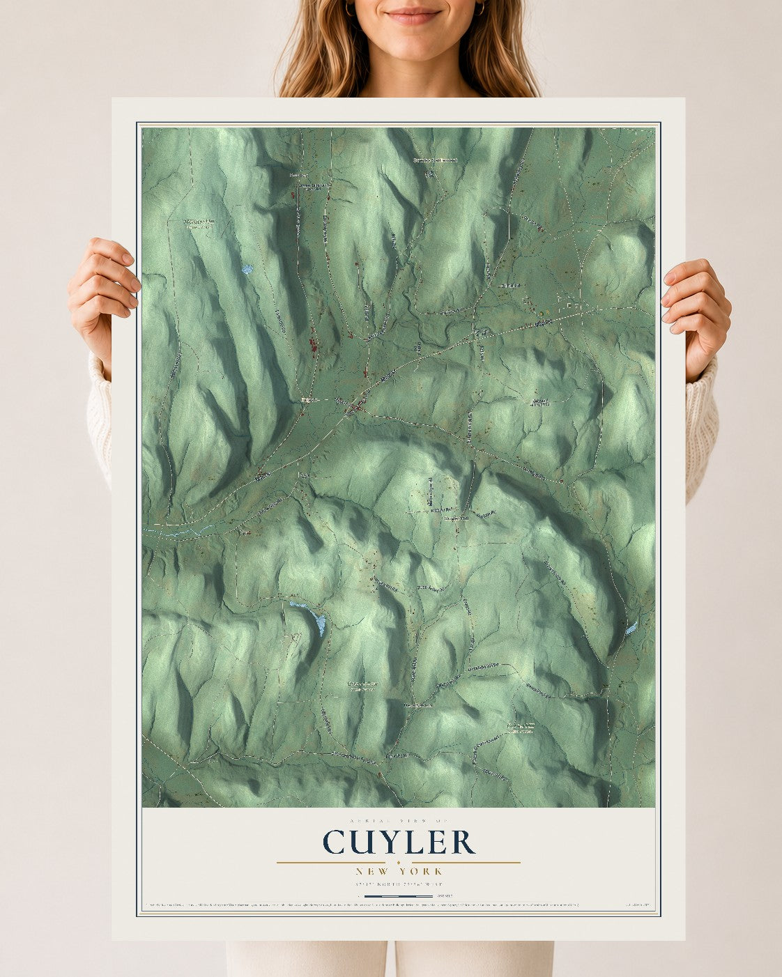 Cuyler, New York map print, 24" x 36" Archival Matte Print mockup