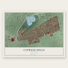Cypress Hills, New York map print, the full design