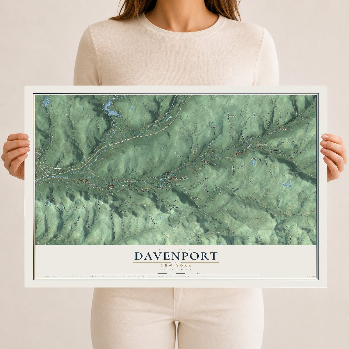 Davenport, New York map print, 12" x 18" Archival Matte Print mockup