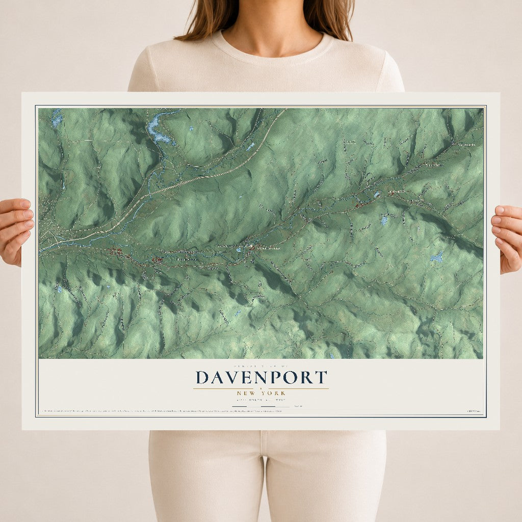 Davenport, New York map print, 18" x 24" Archival Matte Print mockup