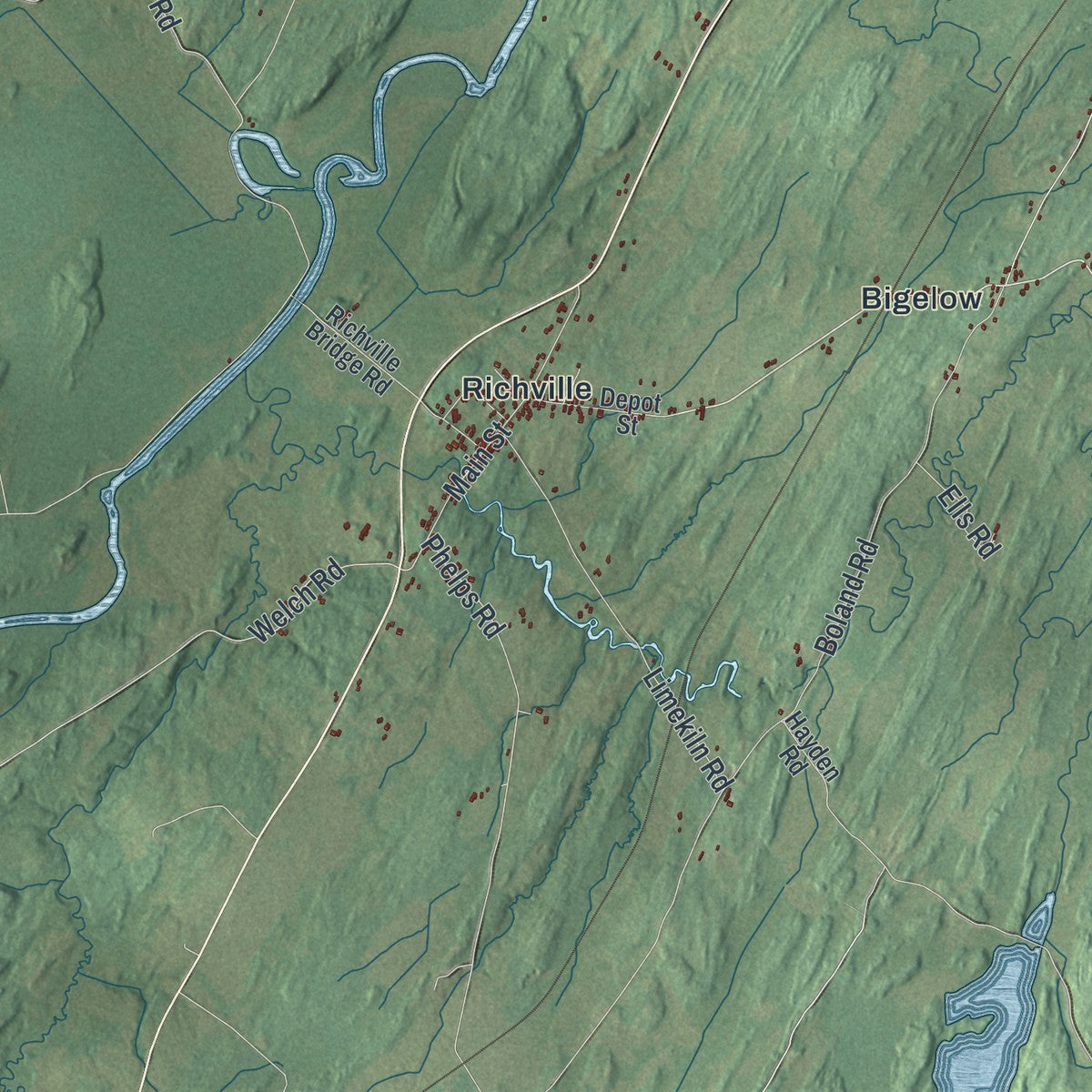 Close-up 2 of the De Kalb, New York map artwork