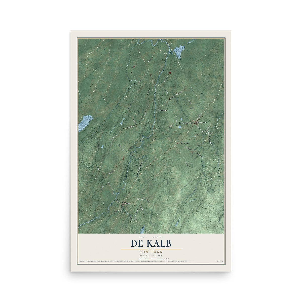 De Kalb, New York map print, 12" x 18" Archival Matte Print mockup