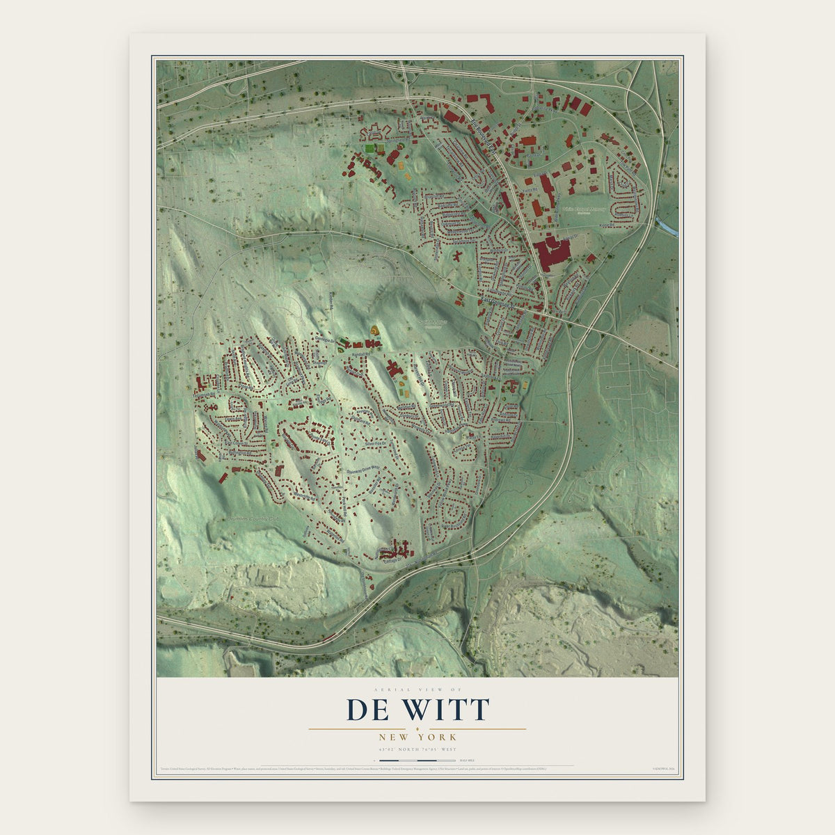 De Witt, New York map print, the full design
