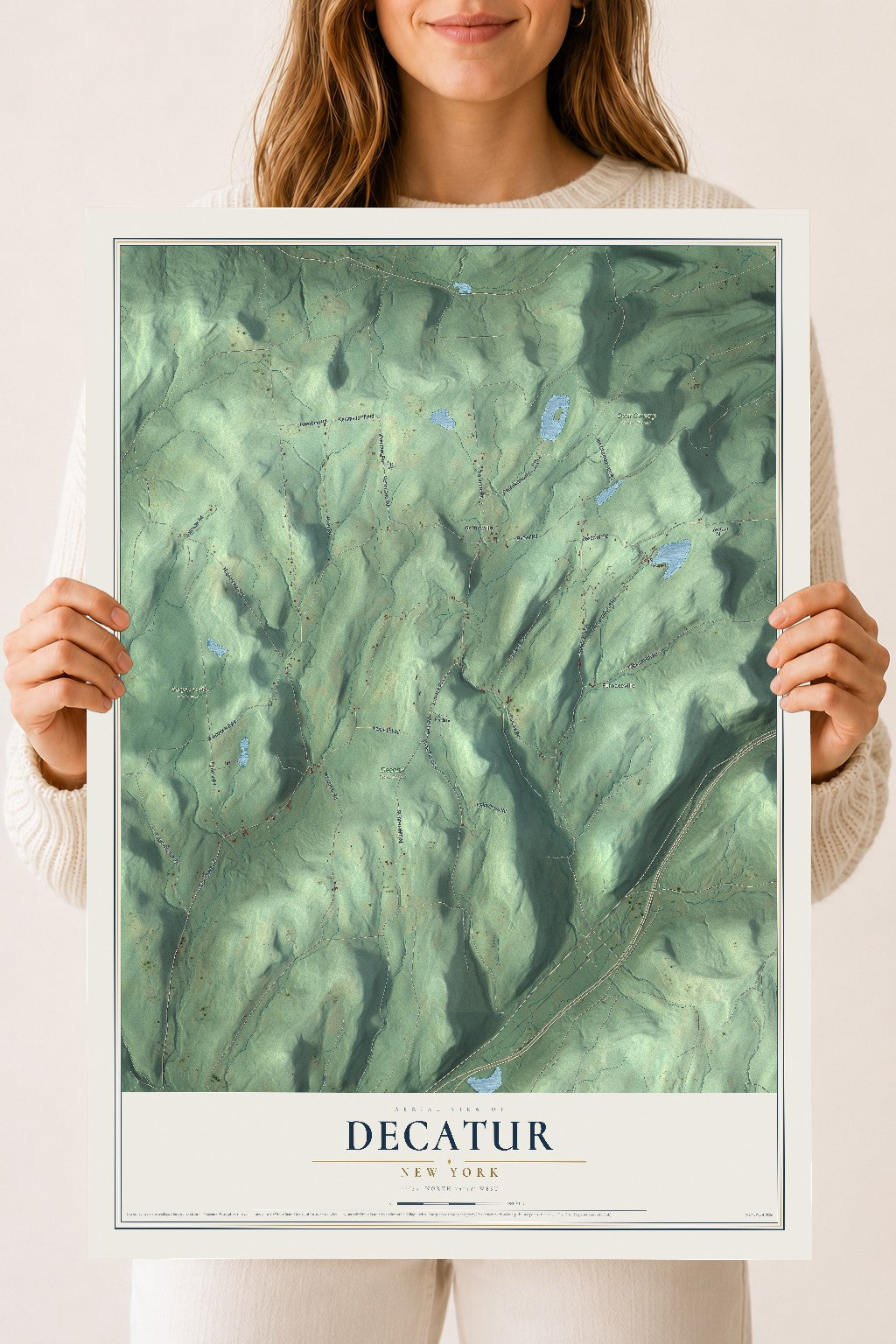 Decatur, New York map print, 18" x 24" Archival Matte Print mockup