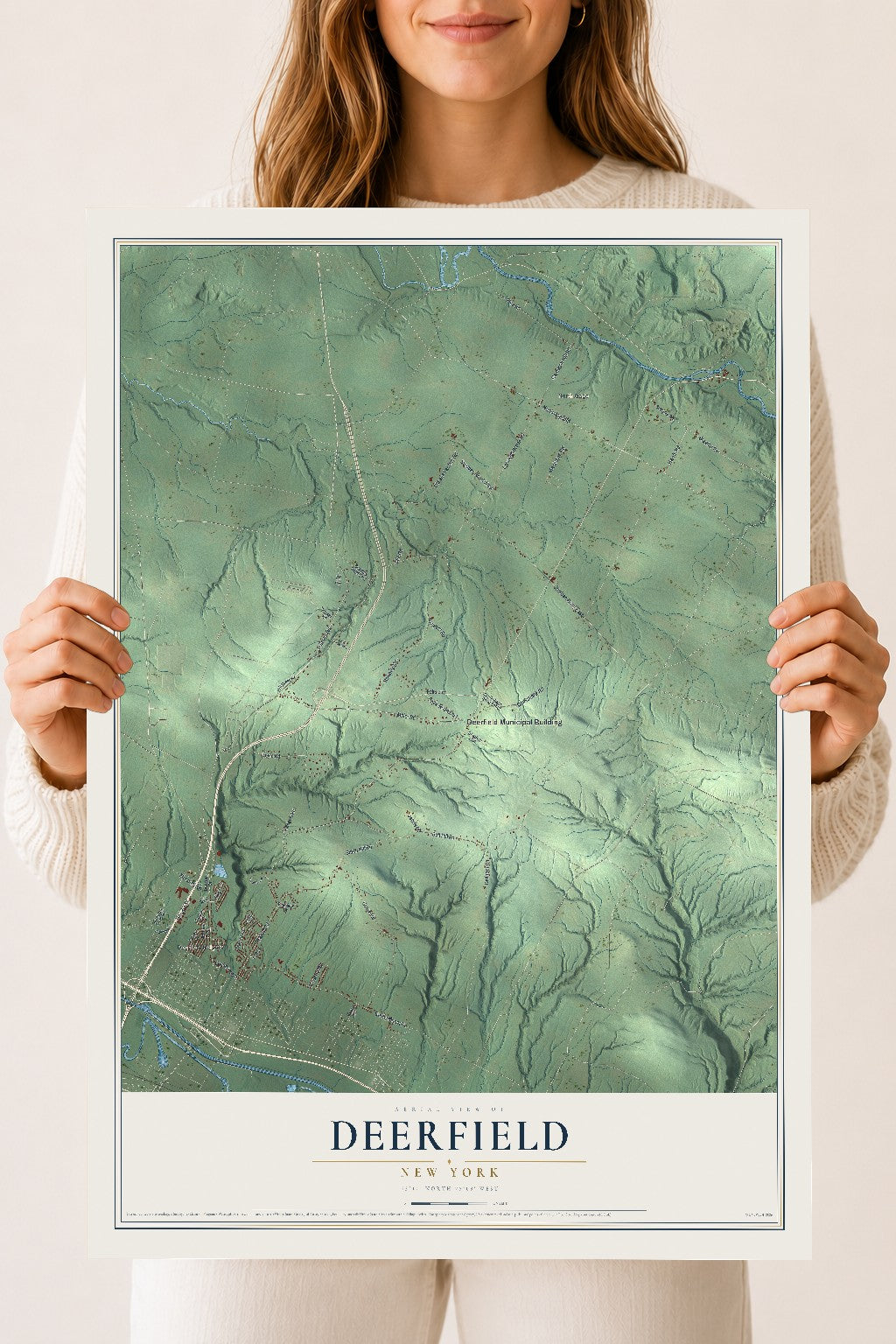Deerfield, New York map print, 18" x 24" Archival Matte Print mockup