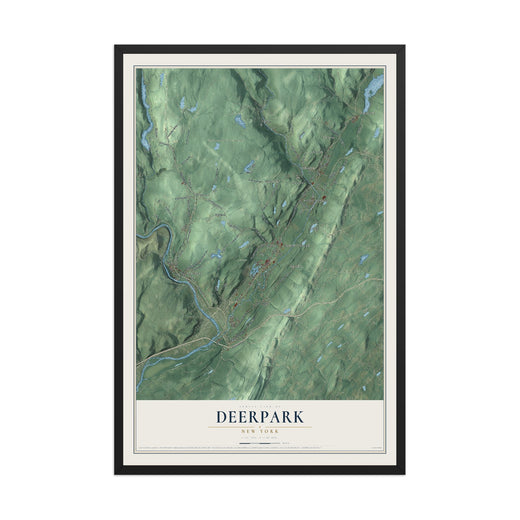 Map of Deerpark, New York, 12 x 18 inch print in a black wood frame
