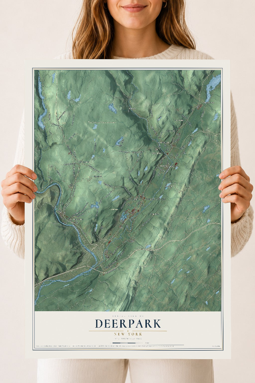 Deerpark, New York map print, 18" x 24" Archival Matte Print mockup