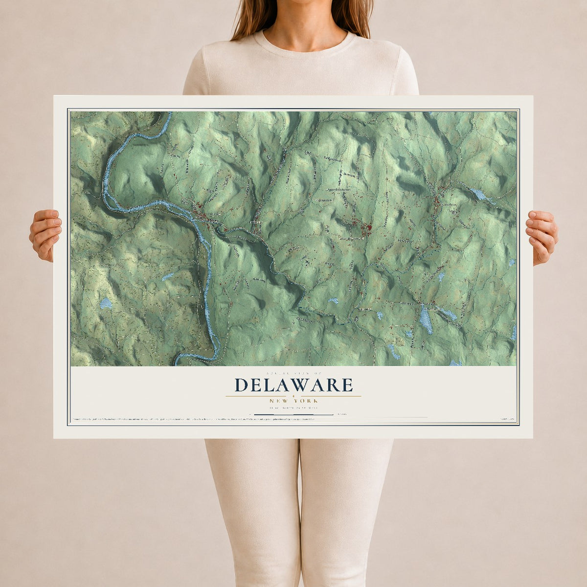 Delaware, New York map print, 24" x 36" Archival Matte Print mockup