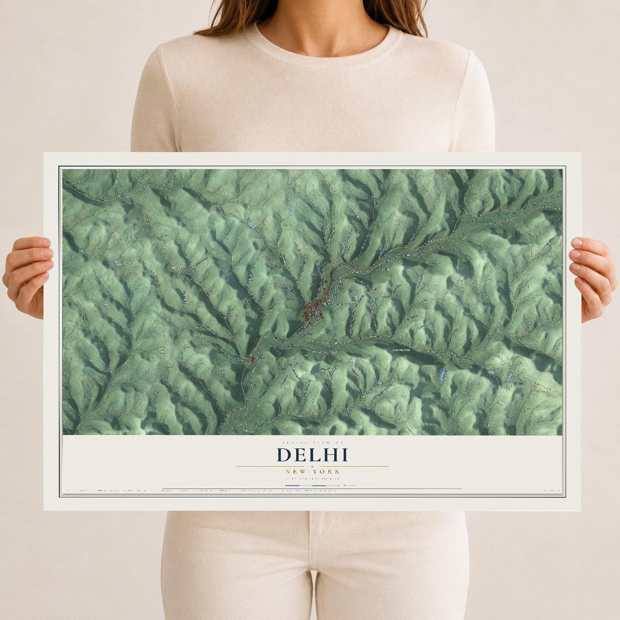 Delhi, New York map print, 12" x 18" Archival Matte Print mockup