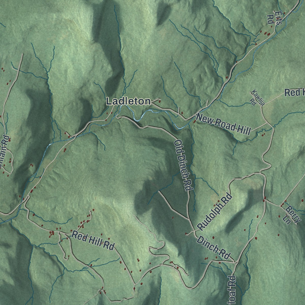 Close-up 2 of the Denning, New York map artwork