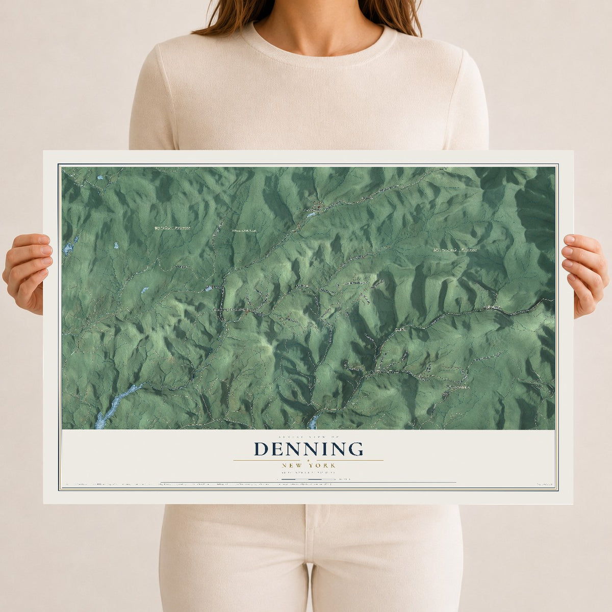 Denning, New York map print, 12" x 18" Archival Matte Print mockup