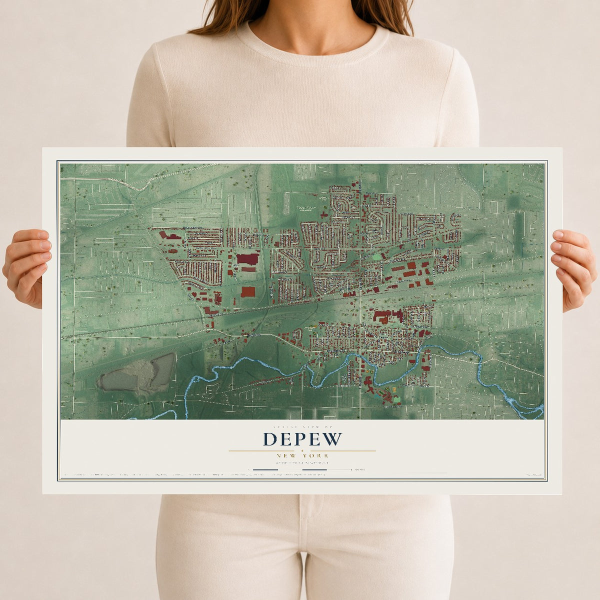 Depew, New York map print, 12" x 18" Archival Matte Print mockup