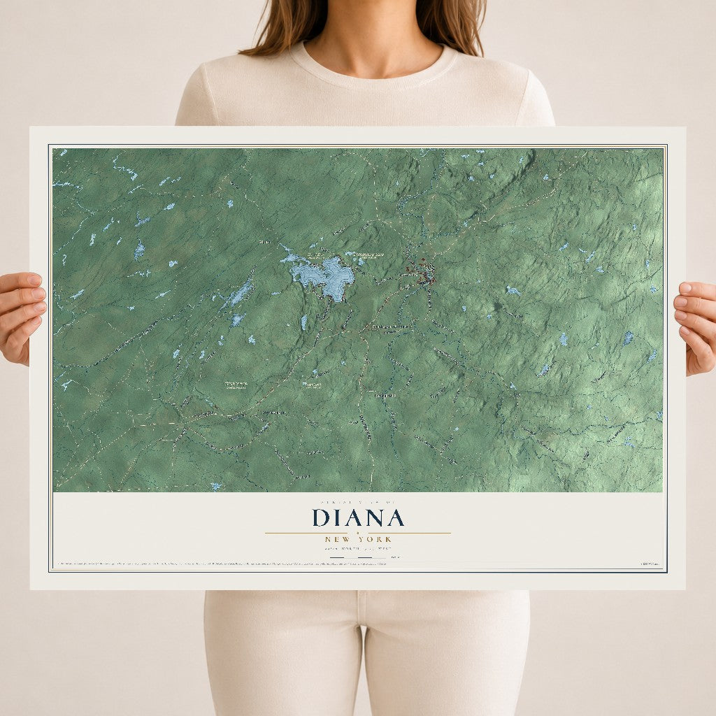 Diana, New York map print, 18" x 24" Archival Matte Print mockup