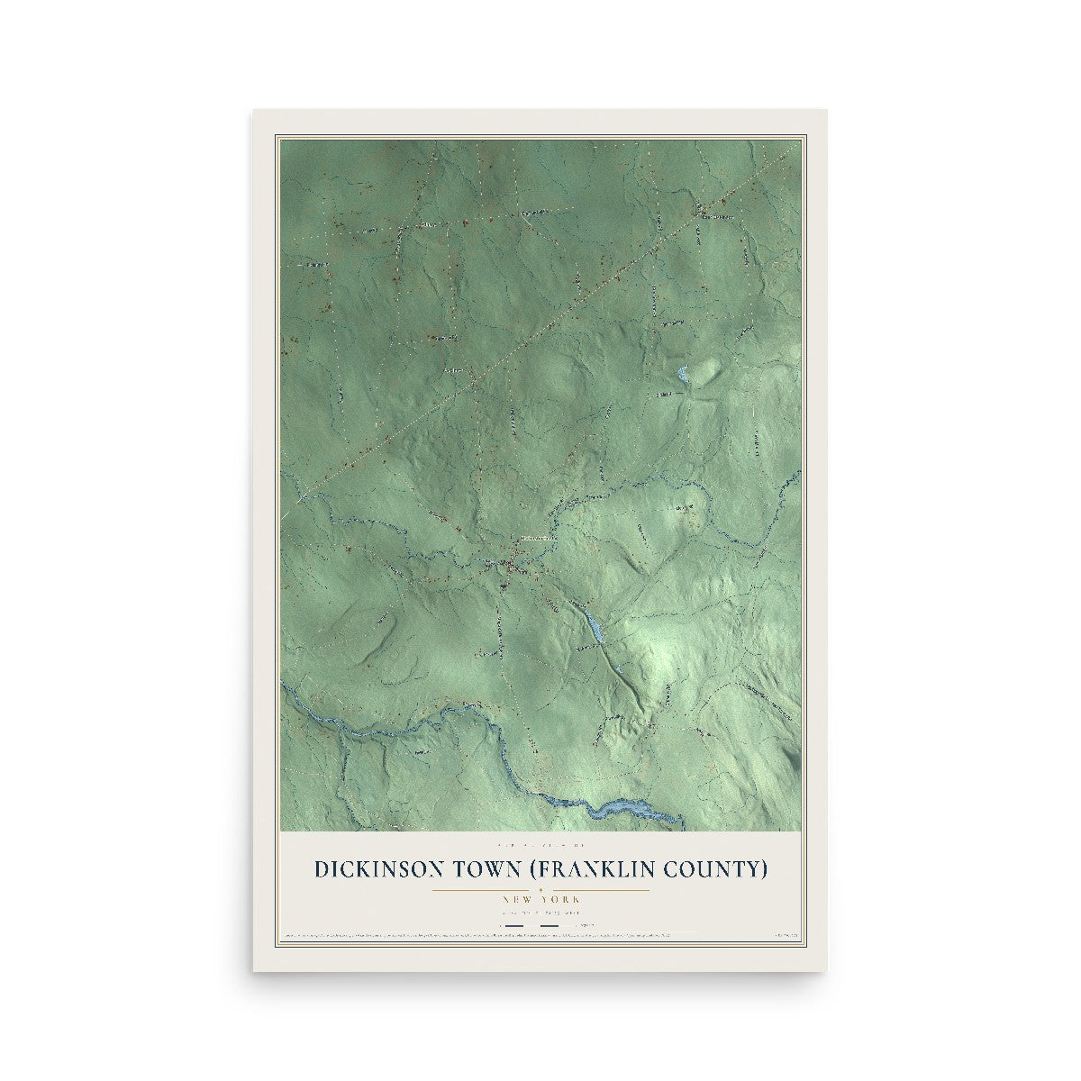 Dickinson Town (Franklin County), New York map print, 12" x 18" Archival Matte Print mockup