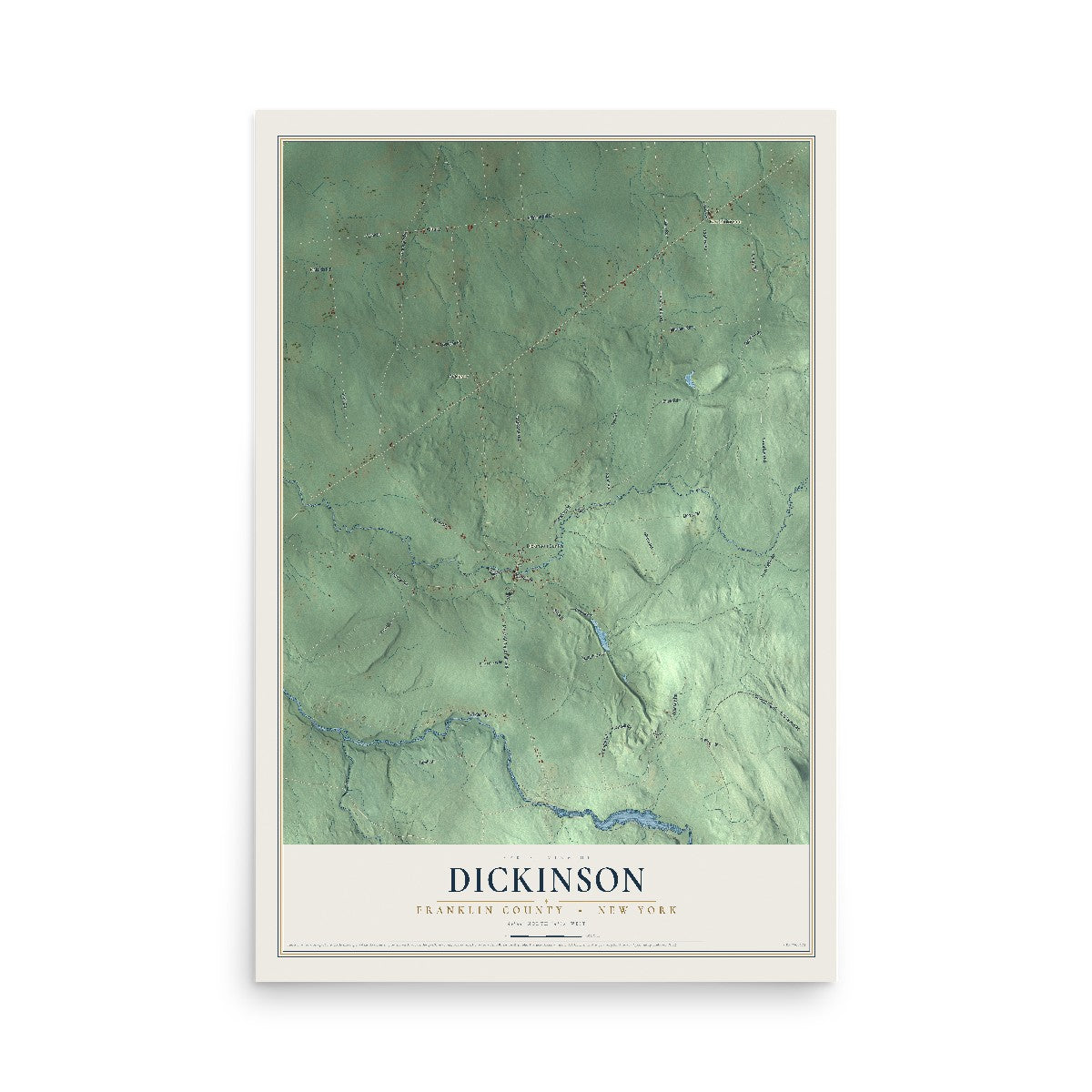 Map of Dickinson, Franklin County, New York, 12 x 18 inch unframed archival matte print