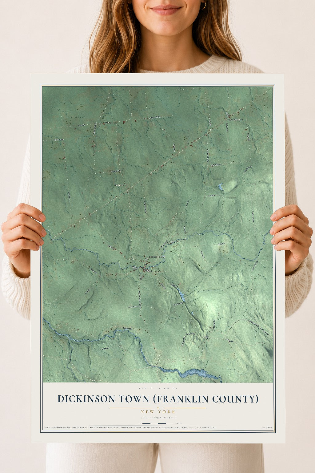 Dickinson Town (Franklin County), New York map print, 18" x 24" Archival Matte Print mockup