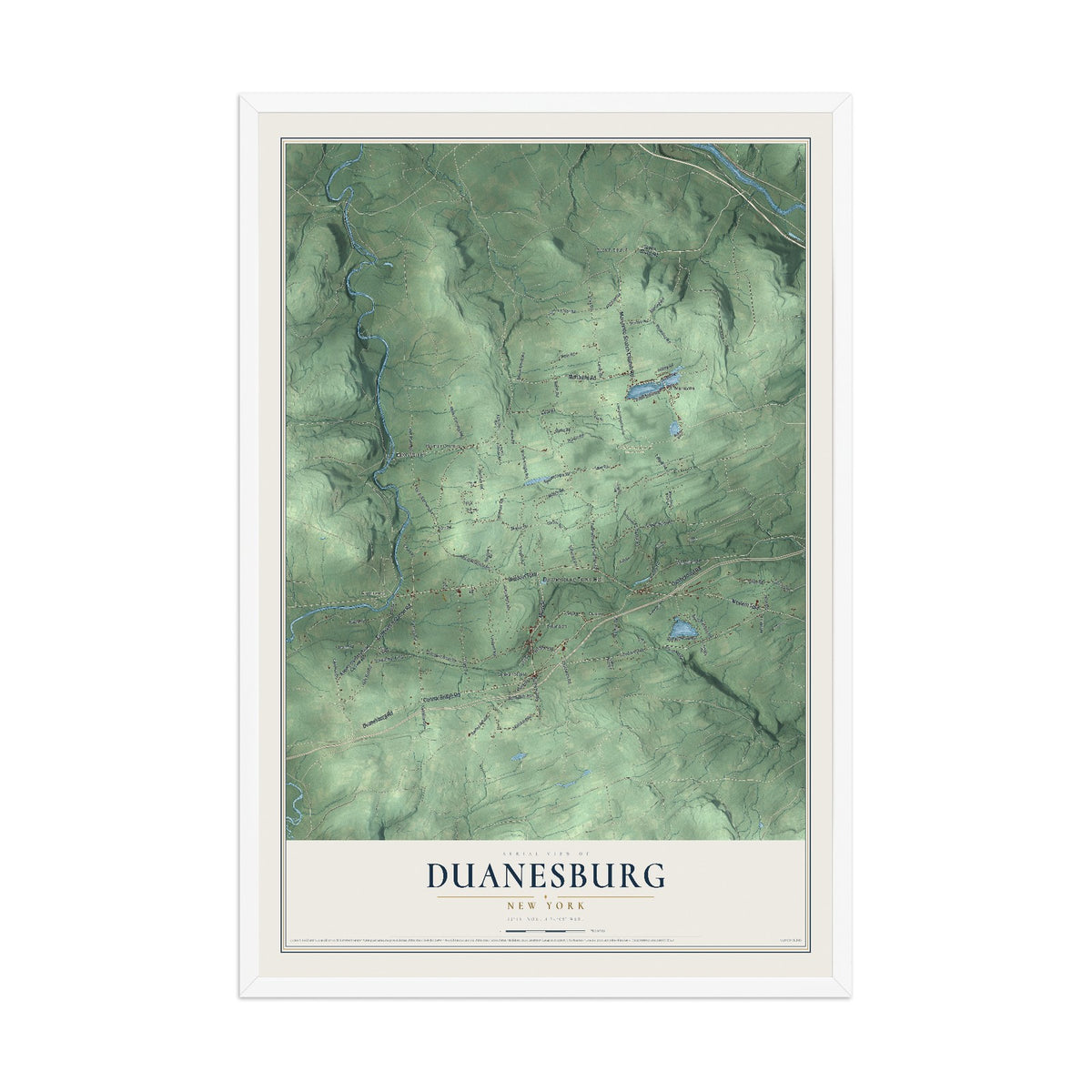 Duanesburg, New York map print, 12" x 18" W/ White Ayous Wood Frame mockup