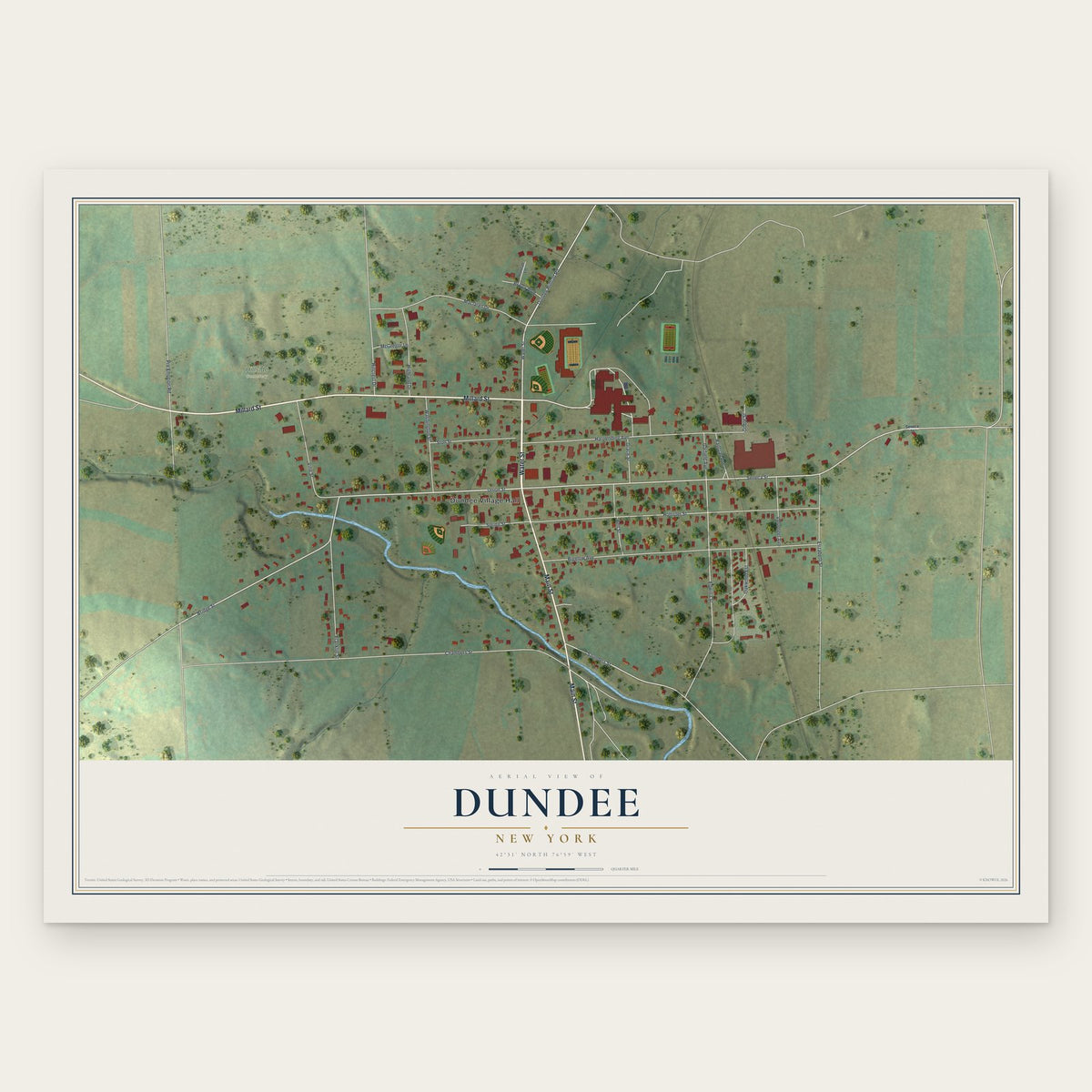Dundee, New York map print, the full design