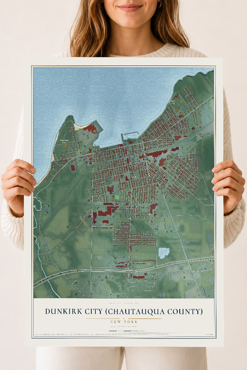 Dunkirk City (Chautauqua County), New York map print, 18" x 24" Archival Matte Print mockup