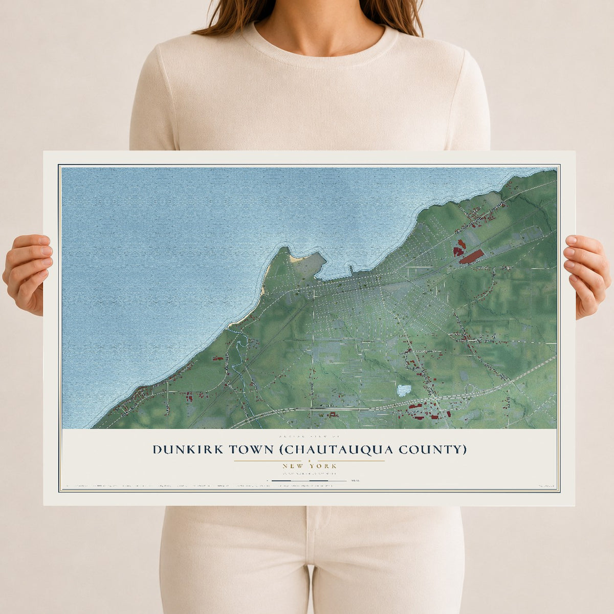 Dunkirk Town (Chautauqua County), New York map print, 12" x 18" Archival Matte Print mockup