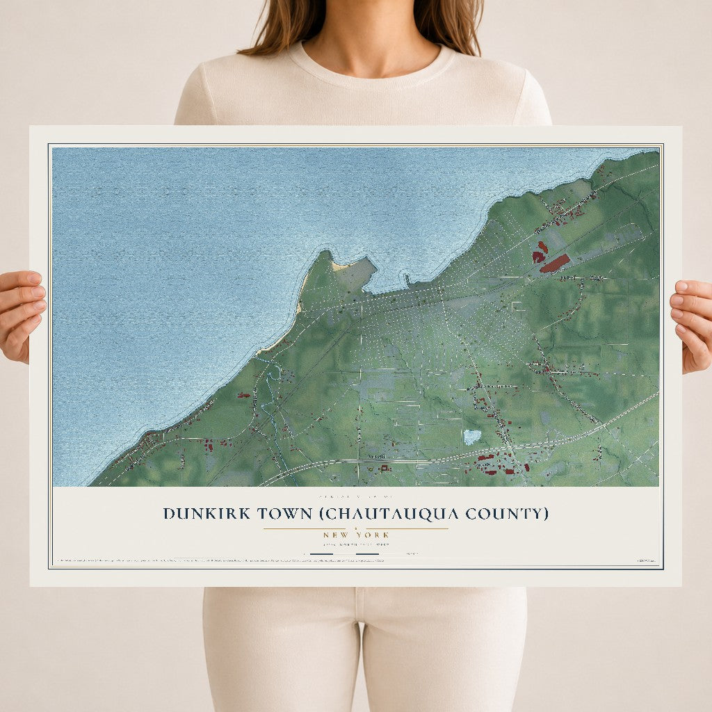 Dunkirk Town (Chautauqua County), New York map print, 18" x 24" Archival Matte Print mockup