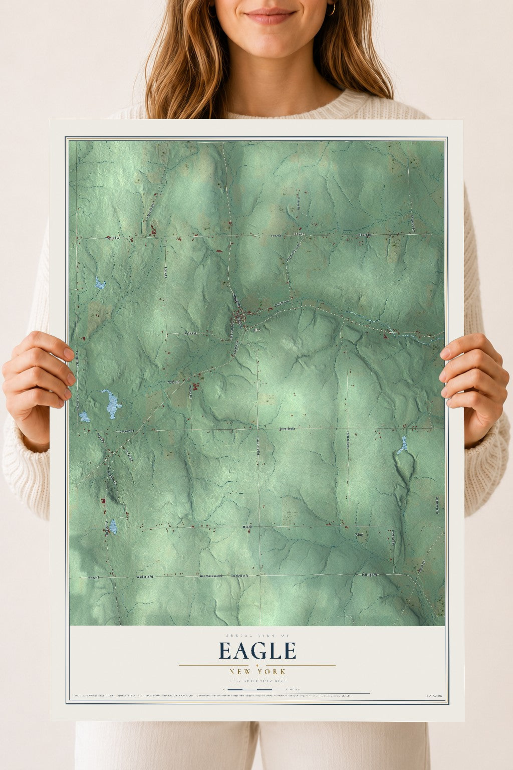 Eagle, New York map print, 18" x 24" Archival Matte Print mockup