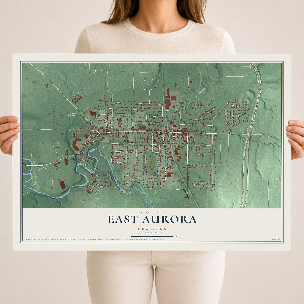 East Aurora, New York map print, 18" x 24" Archival Matte Print mockup