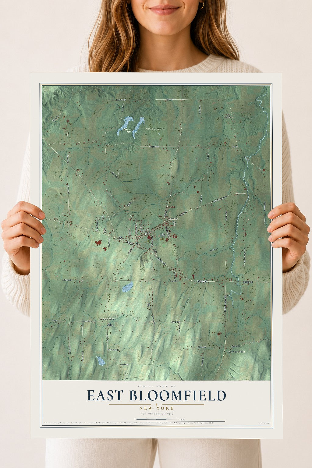 East Bloomfield, New York map print, 18" x 24" Archival Matte Print mockup