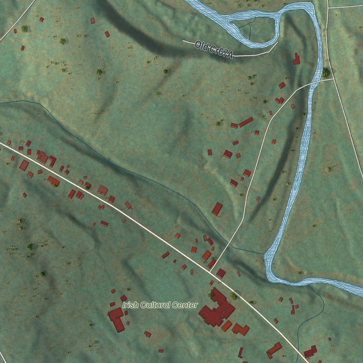 Close-up of the map of East Durham, New York print showing street and building detail