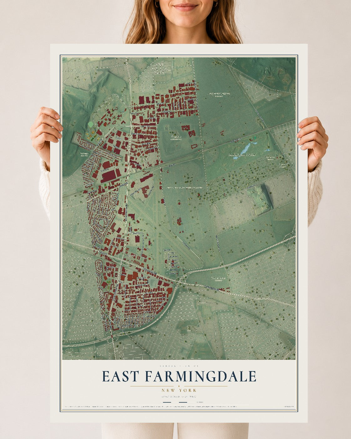 East Farmingdale, New York map print, 24" x 36" Archival Matte Print mockup