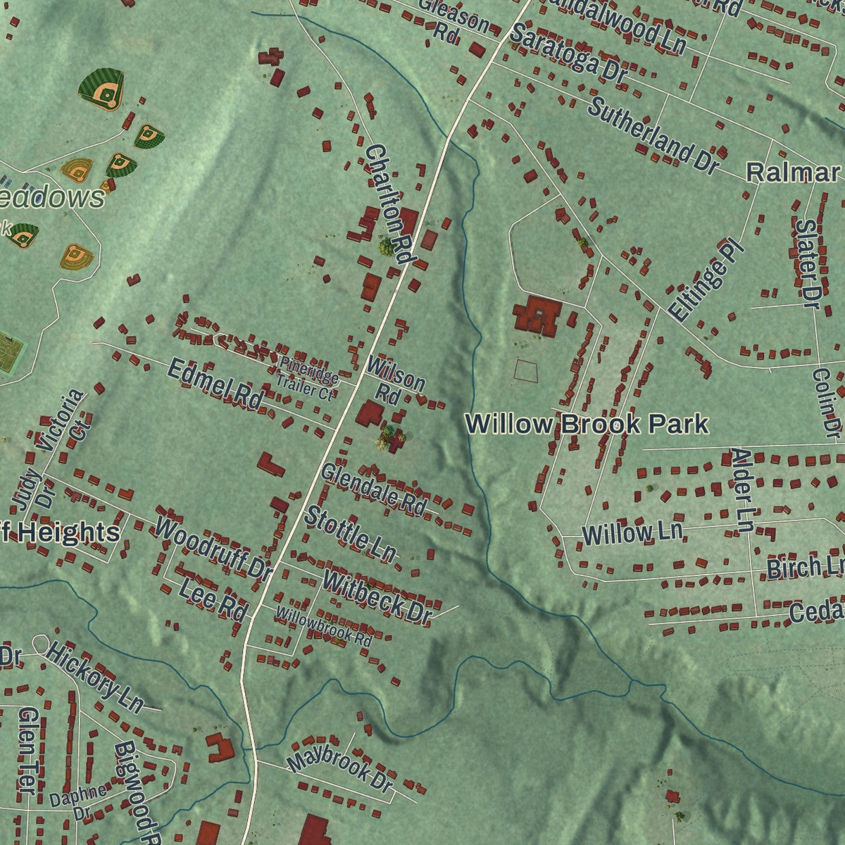 Close-up 2 of the East Glenville, New York map artwork