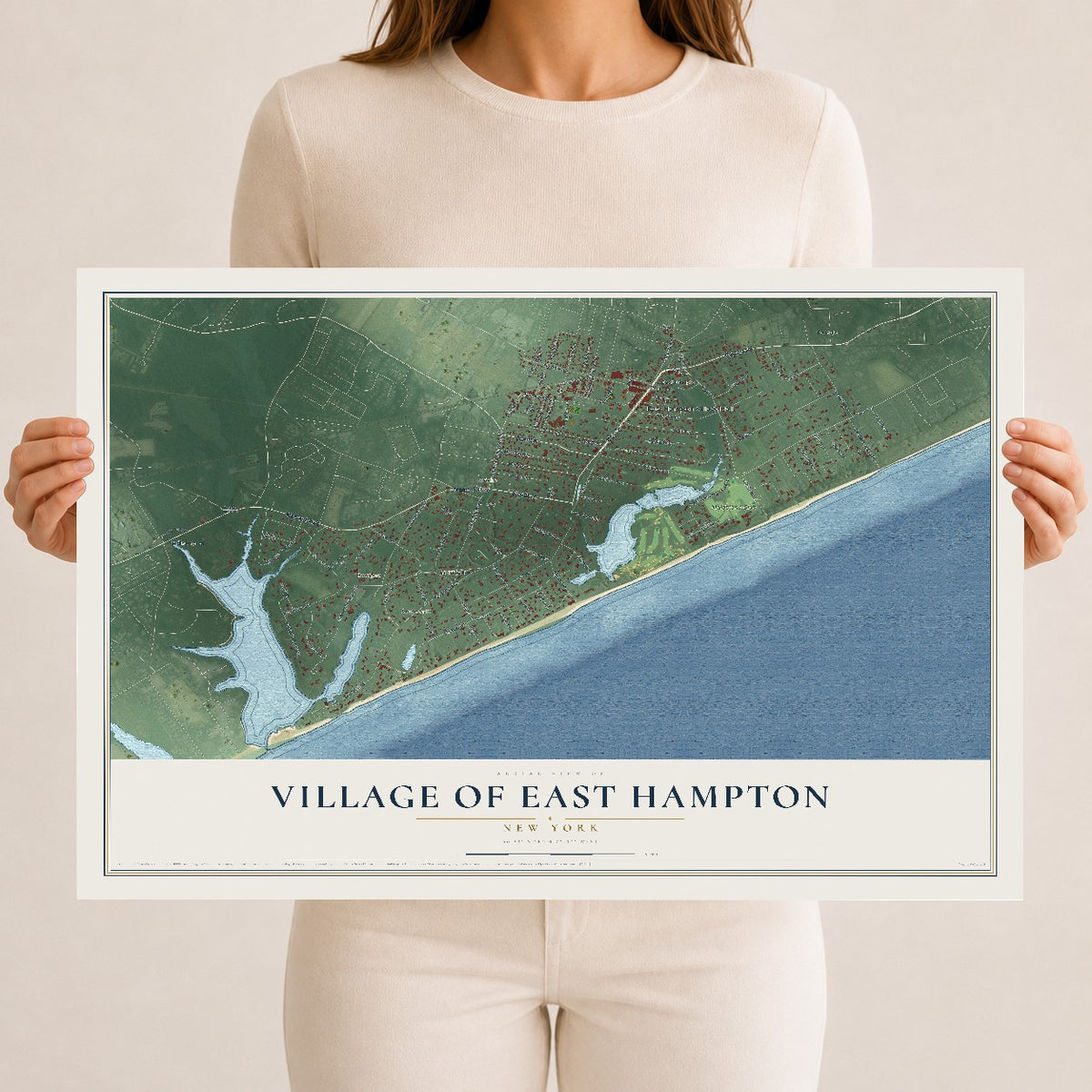 East Hampton, New York map print, 12" x 18" Archival Matte Print mockup
