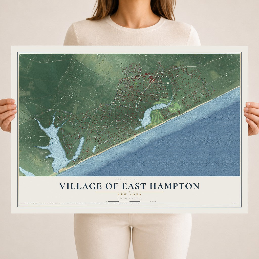 East Hampton, New York map print, 18" x 24" Archival Matte Print mockup