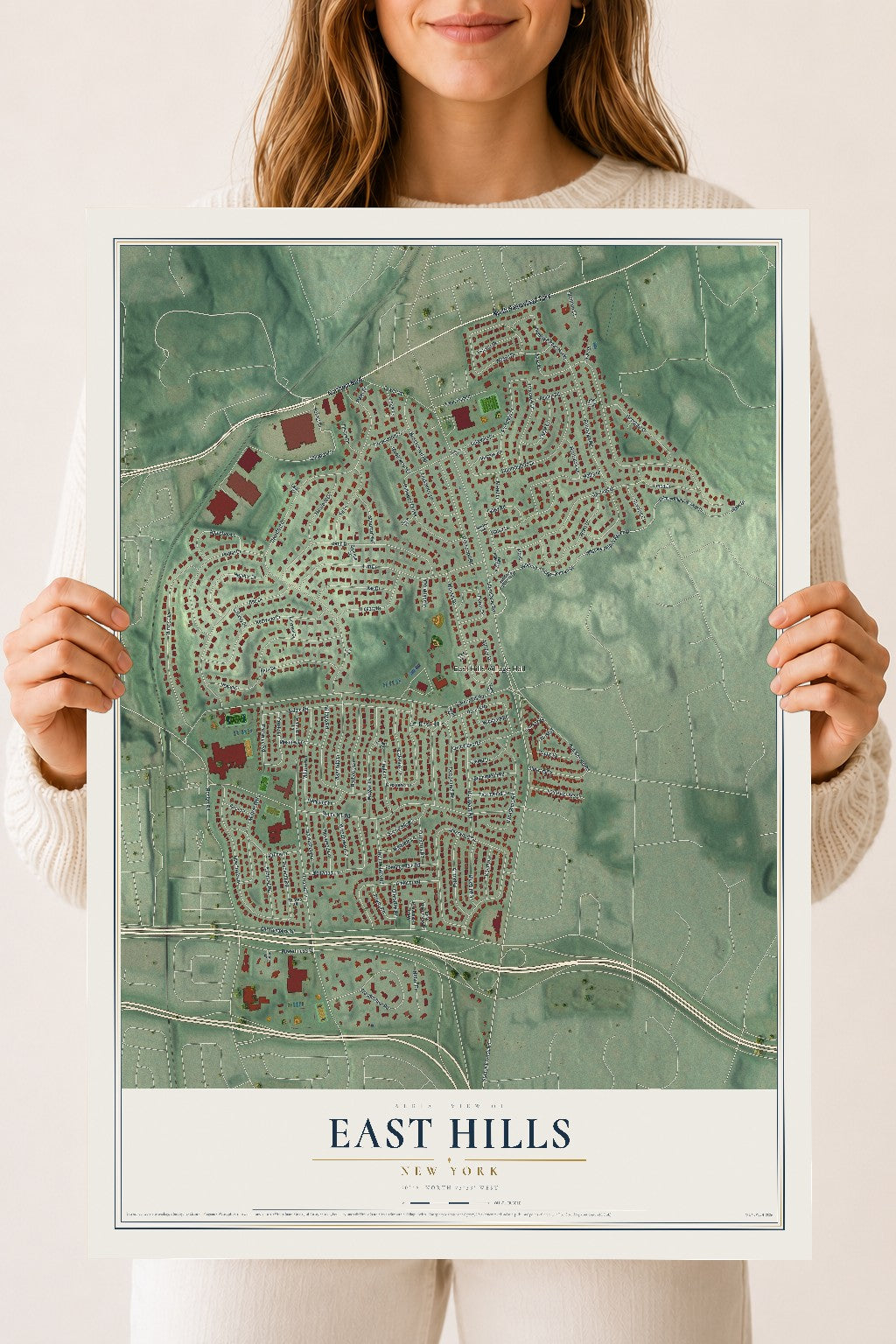 East Hills, New York map print, 18" x 24" Archival Matte Print mockup