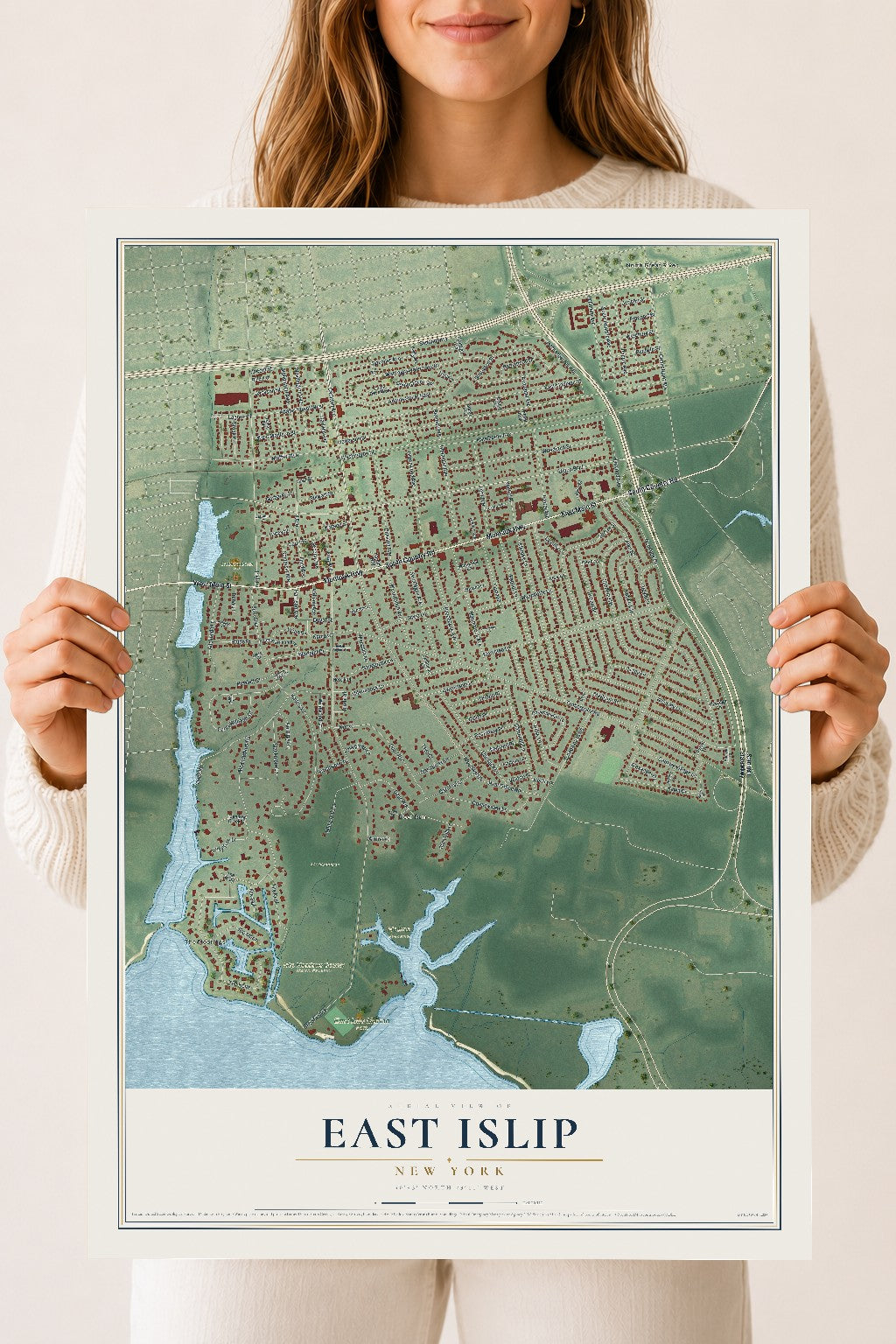 East Islip, New York map print, 18" x 24" Archival Matte Print mockup