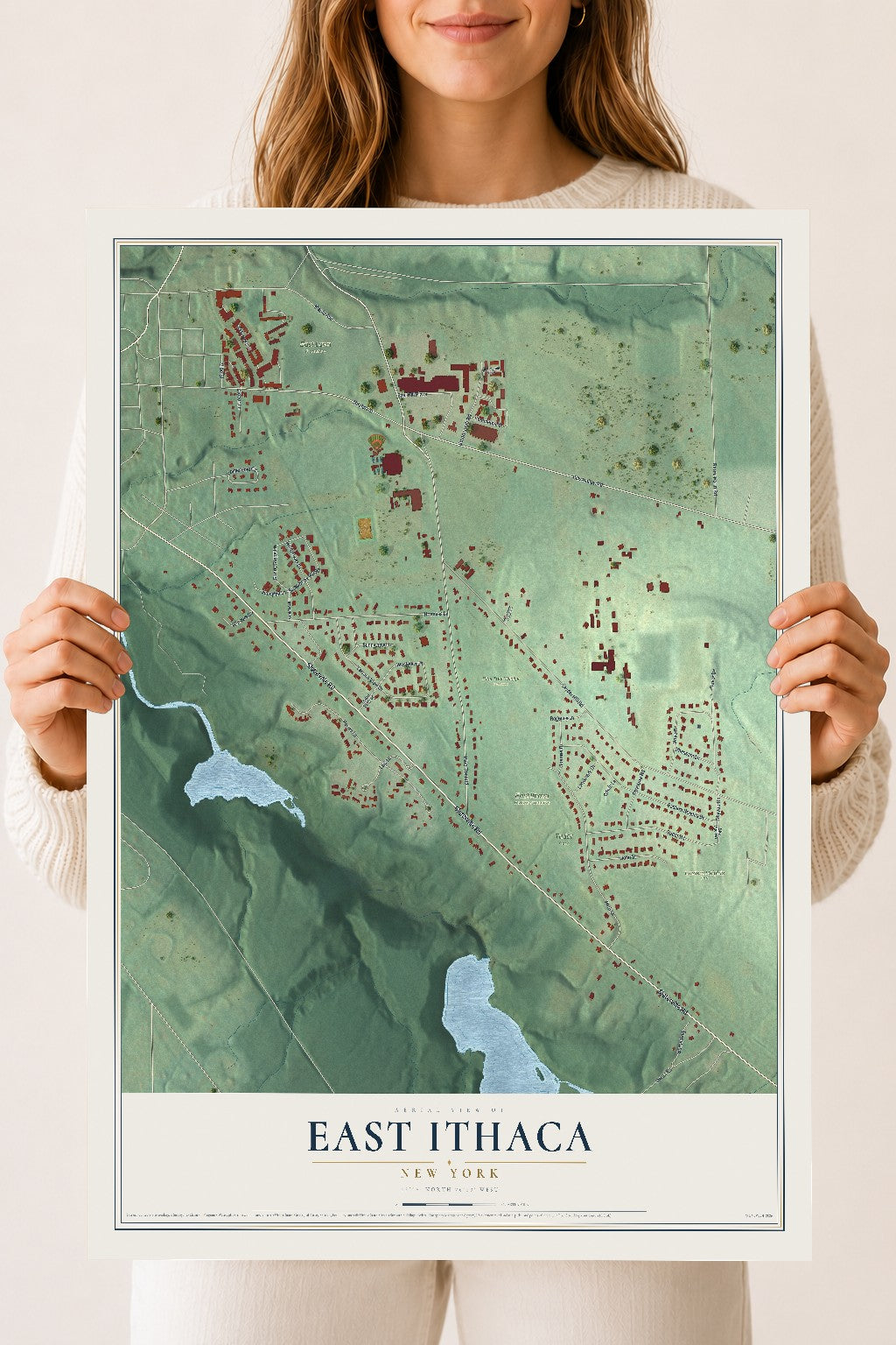 East Ithaca, New York map print, 18" x 24" Archival Matte Print mockup