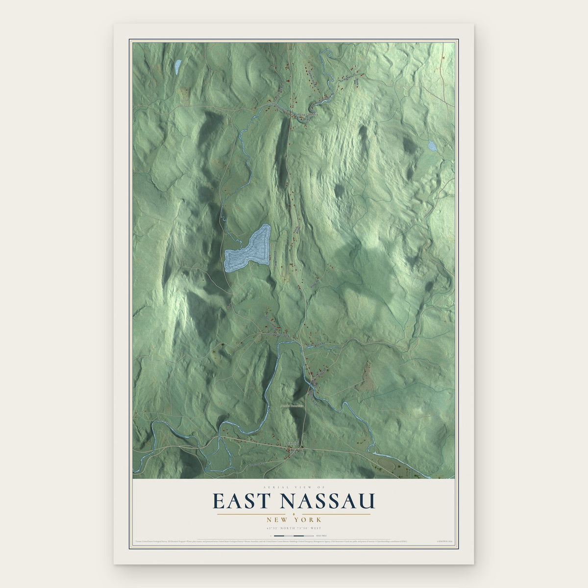 East Nassau, New York map print, the full design