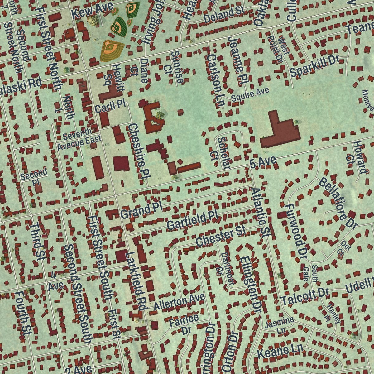 Close-up 1 of the East Northport, New York map artwork