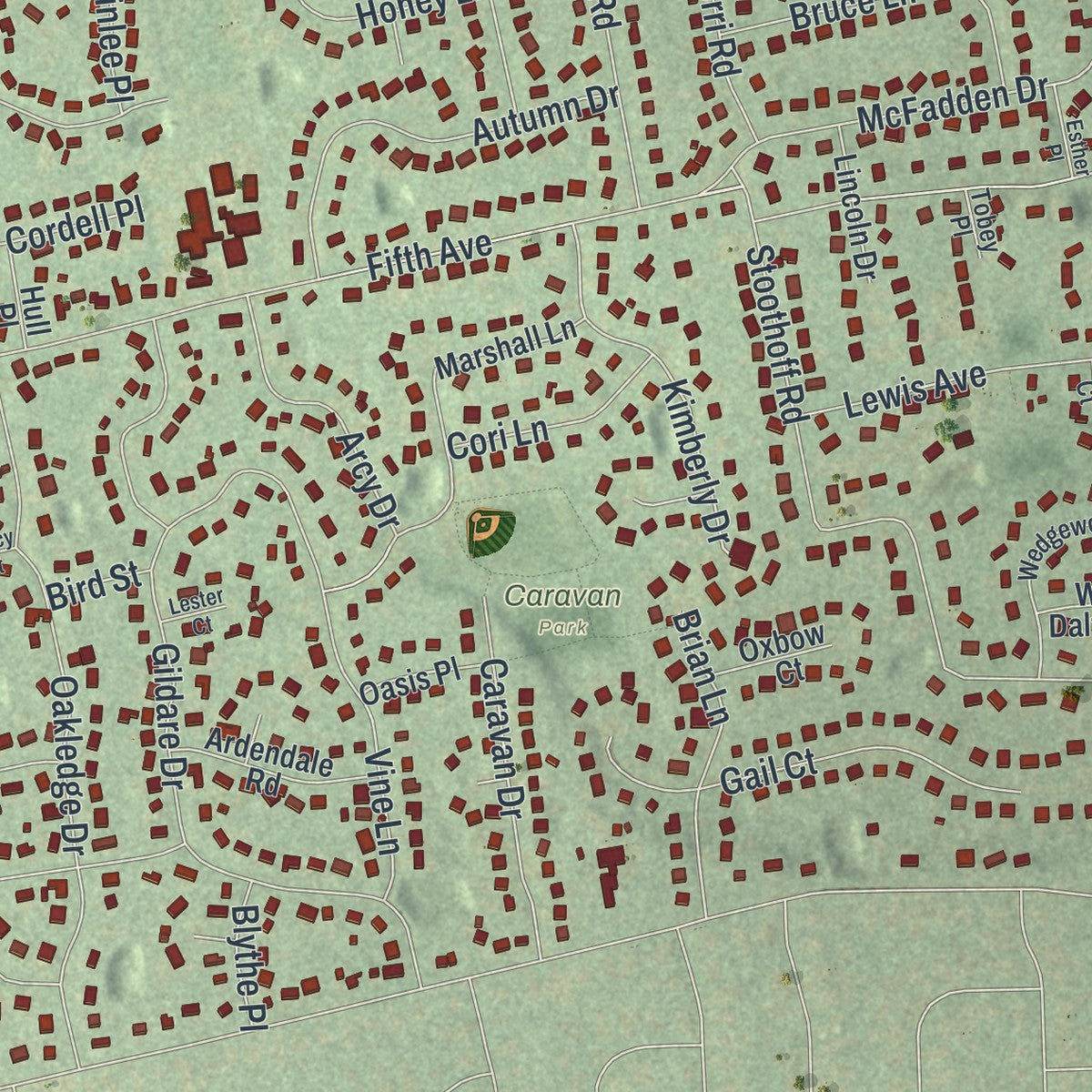 Close-up 2 of the East Northport, New York map artwork
