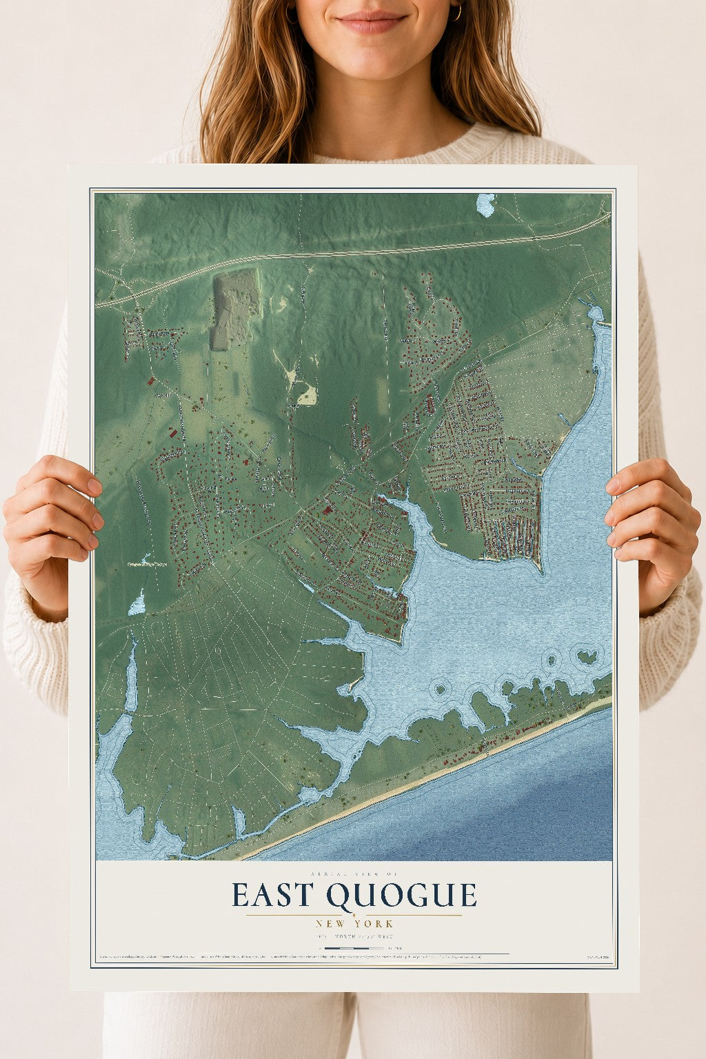 East Quogue, New York map print, 18" x 24" Archival Matte Print mockup