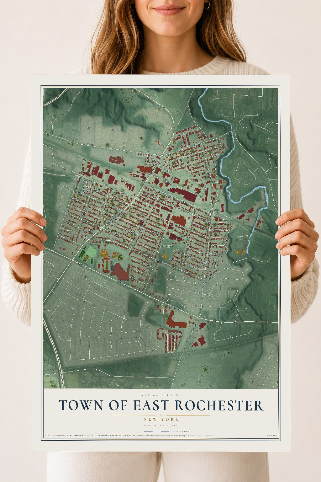 Map of the Town of East Rochester, New York, 18 x 24 inch unframed archival matte print