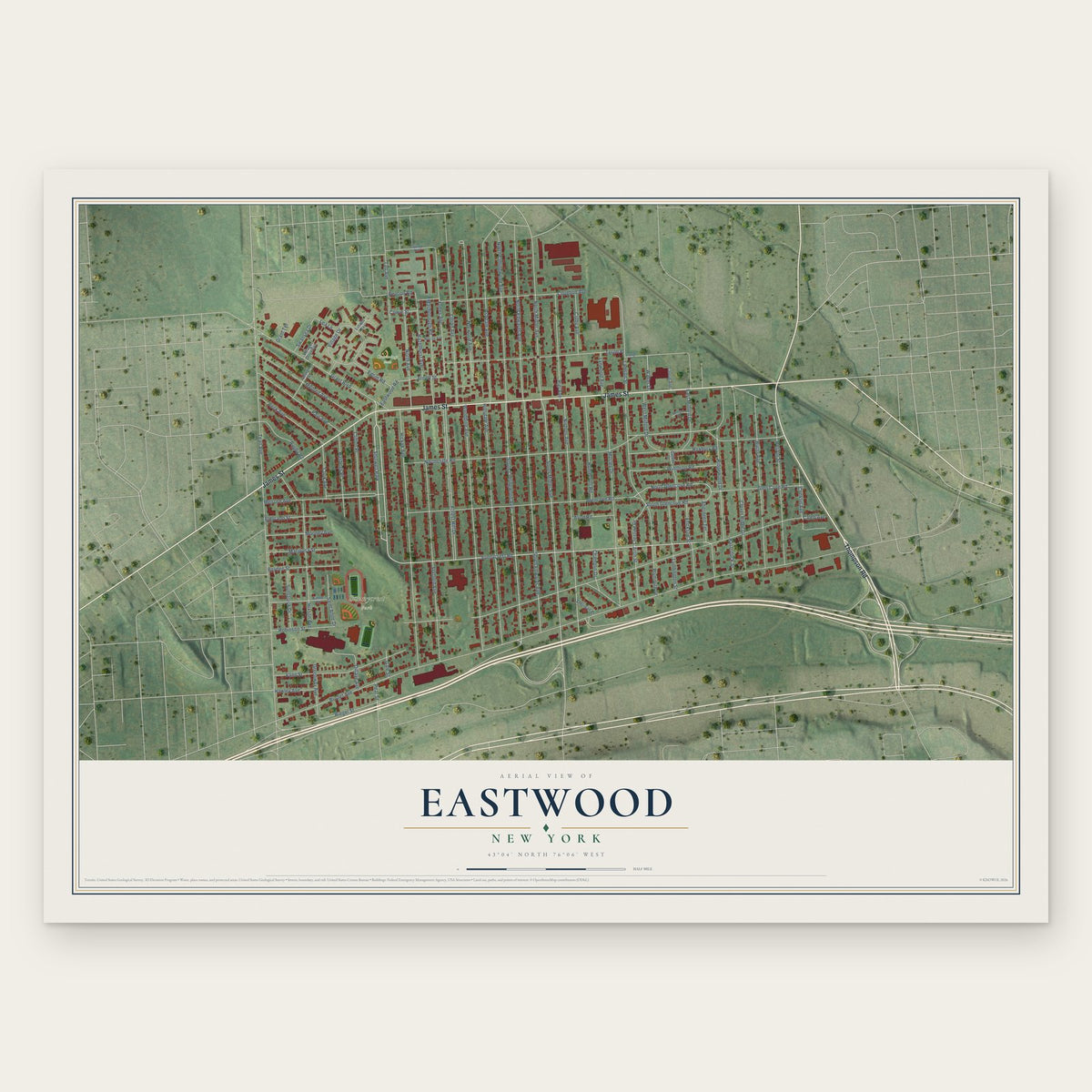 Eastwood, New York map print, the full design