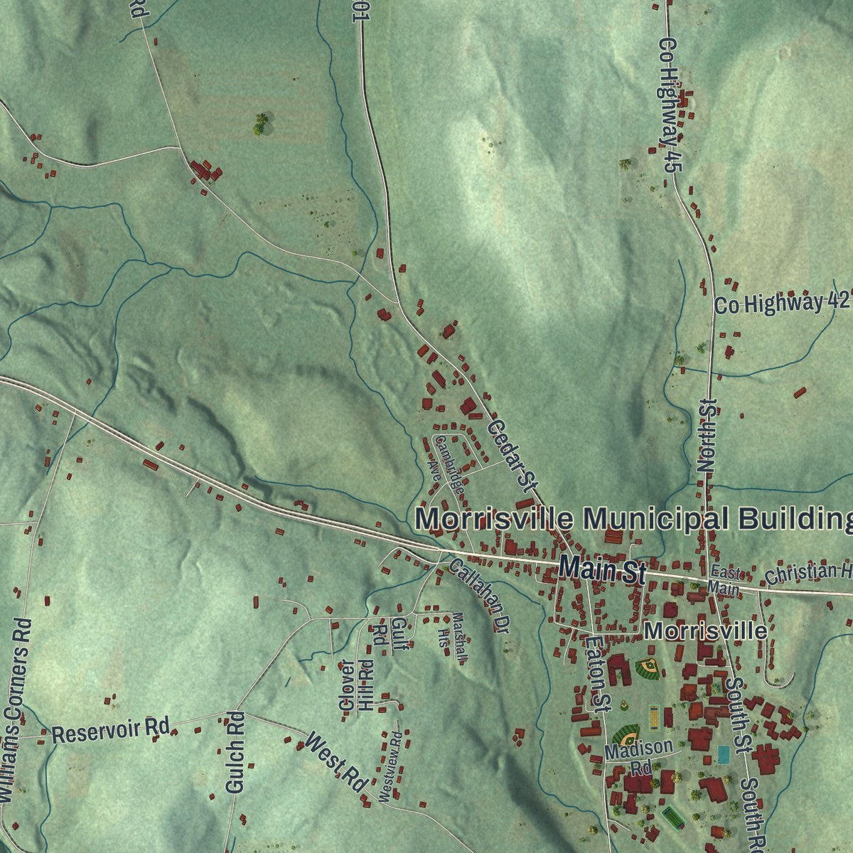 Close-up 1 of the Eaton, New York map artwork