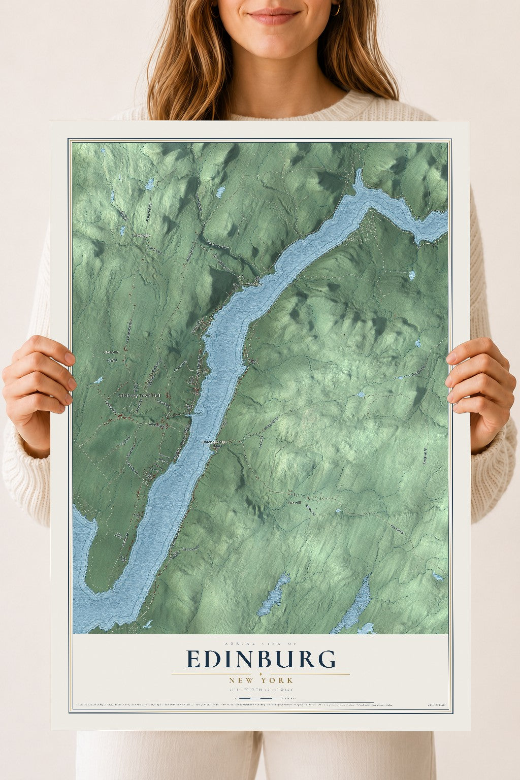 Edinburg, New York map print, 18" x 24" Archival Matte Print mockup
