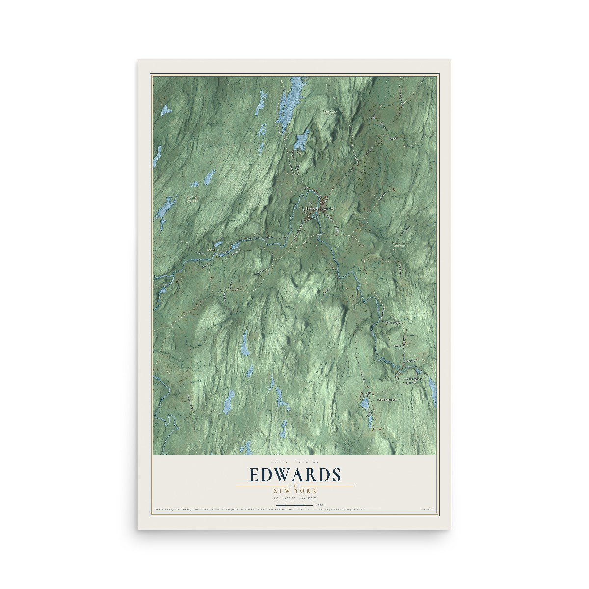 Edwards, New York map print, 12" x 18" Archival Matte Print mockup