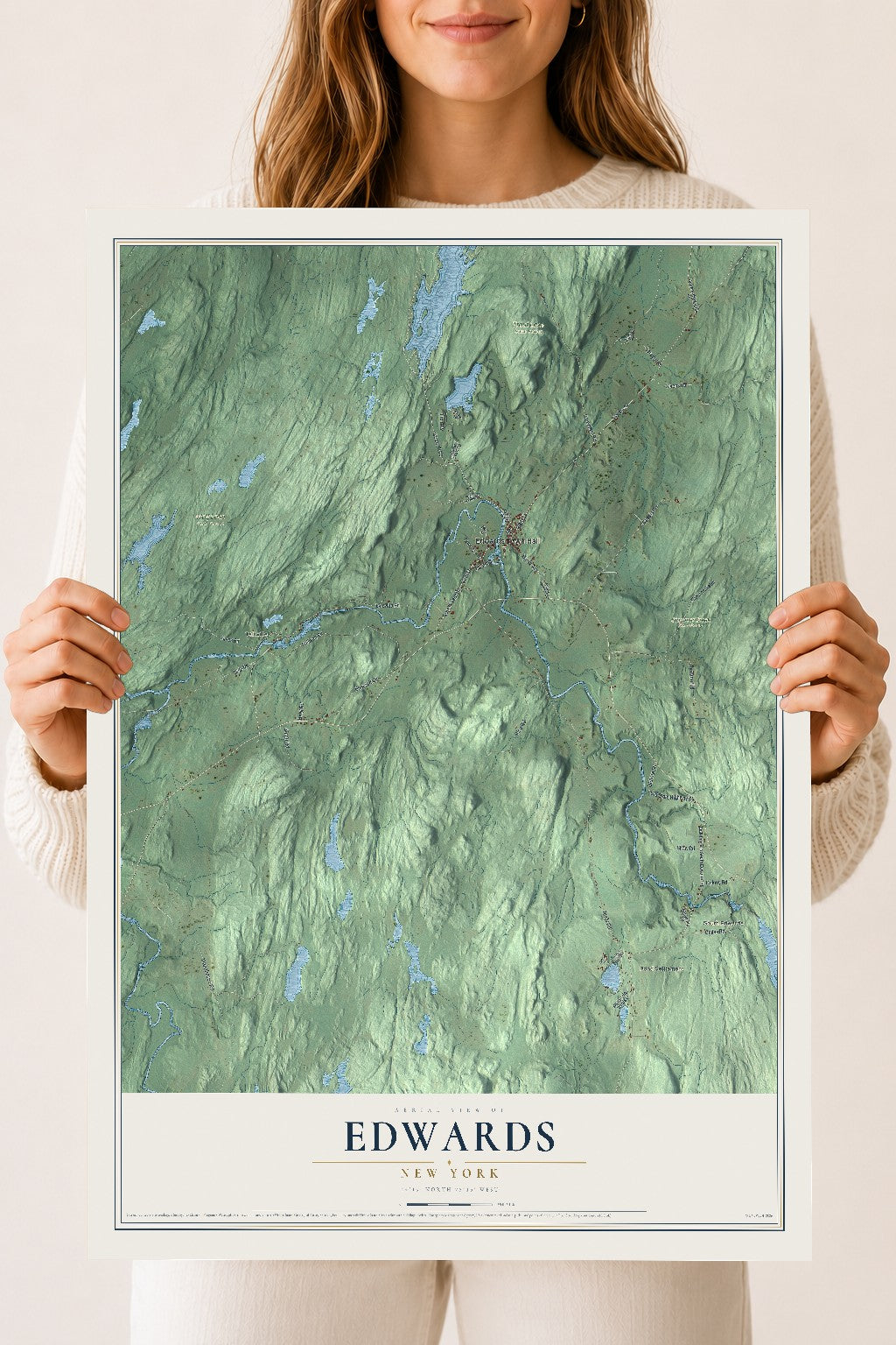 Edwards, New York map print, 18" x 24" Archival Matte Print mockup