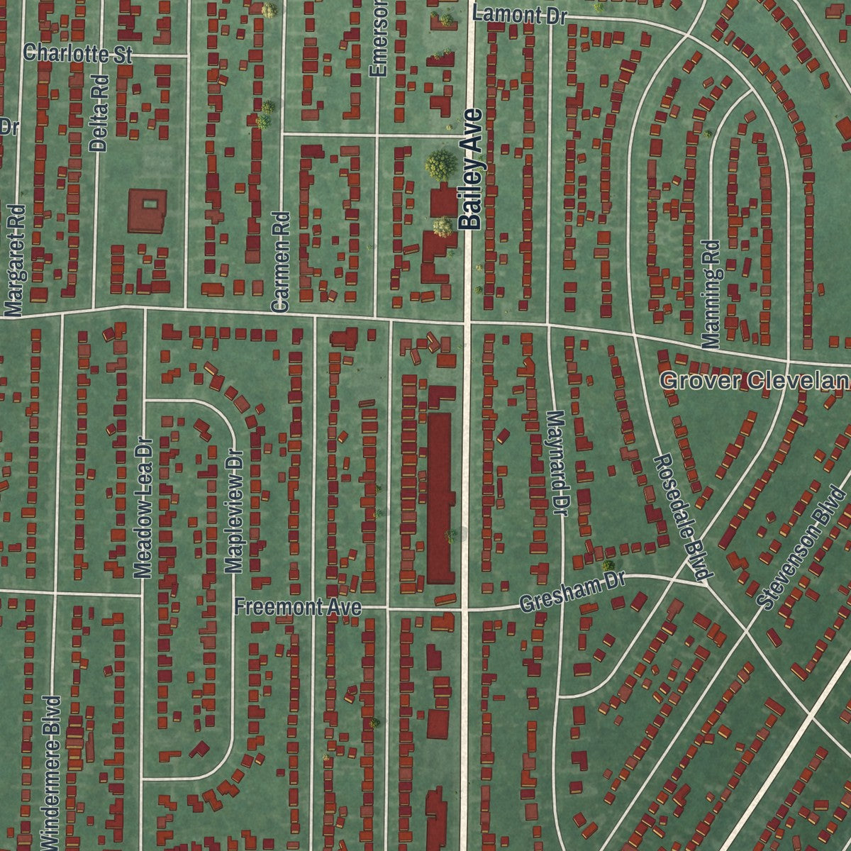 Close-up 1 of the Eggertsville, New York map artwork
